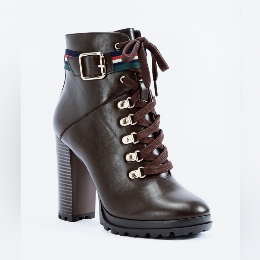 JustFab Deep Brown High Heeled Boots